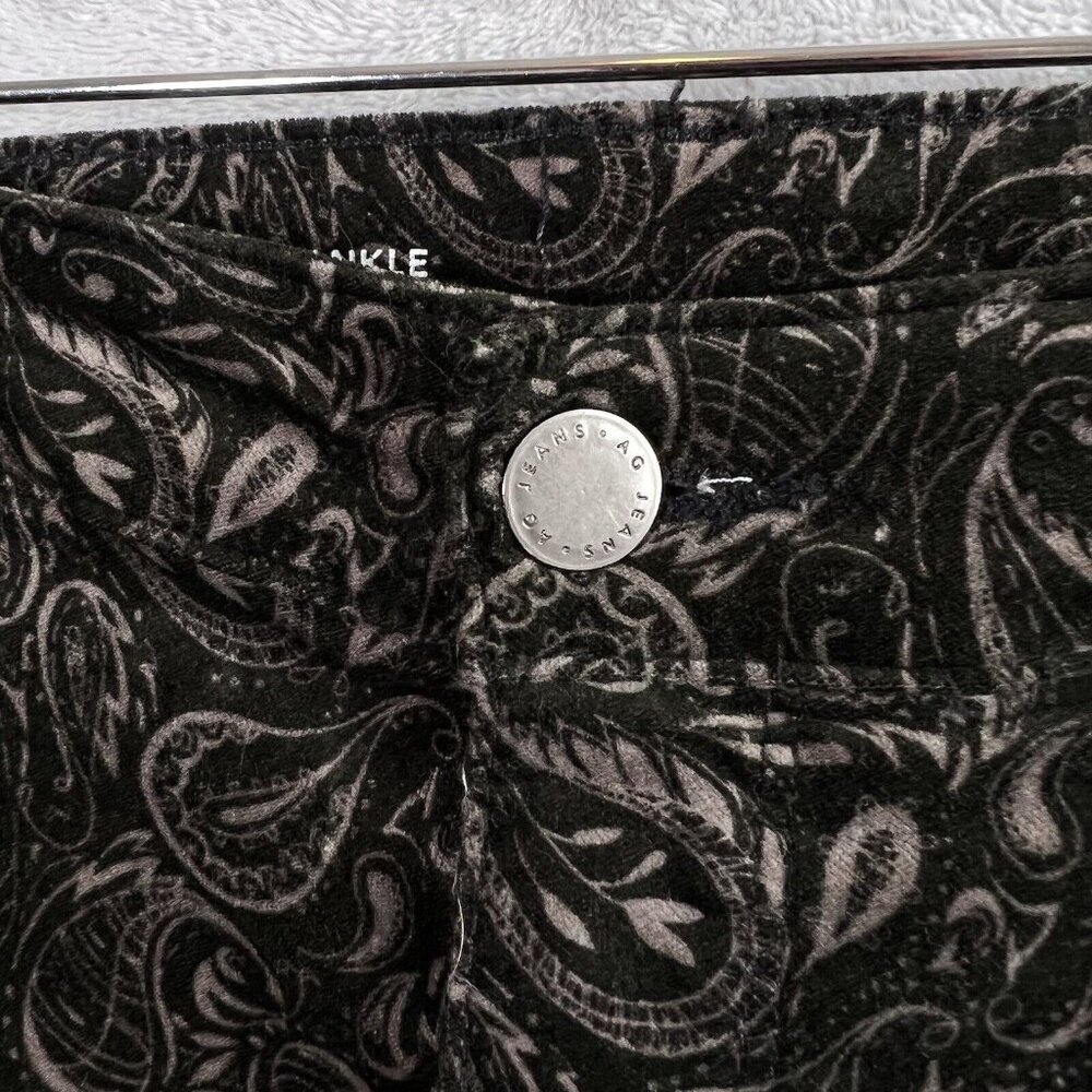 Anthropologie AG The High Rise‎ Stevie Ankle Pants 32R Paisley Print Velvet - Picture 5 of 15